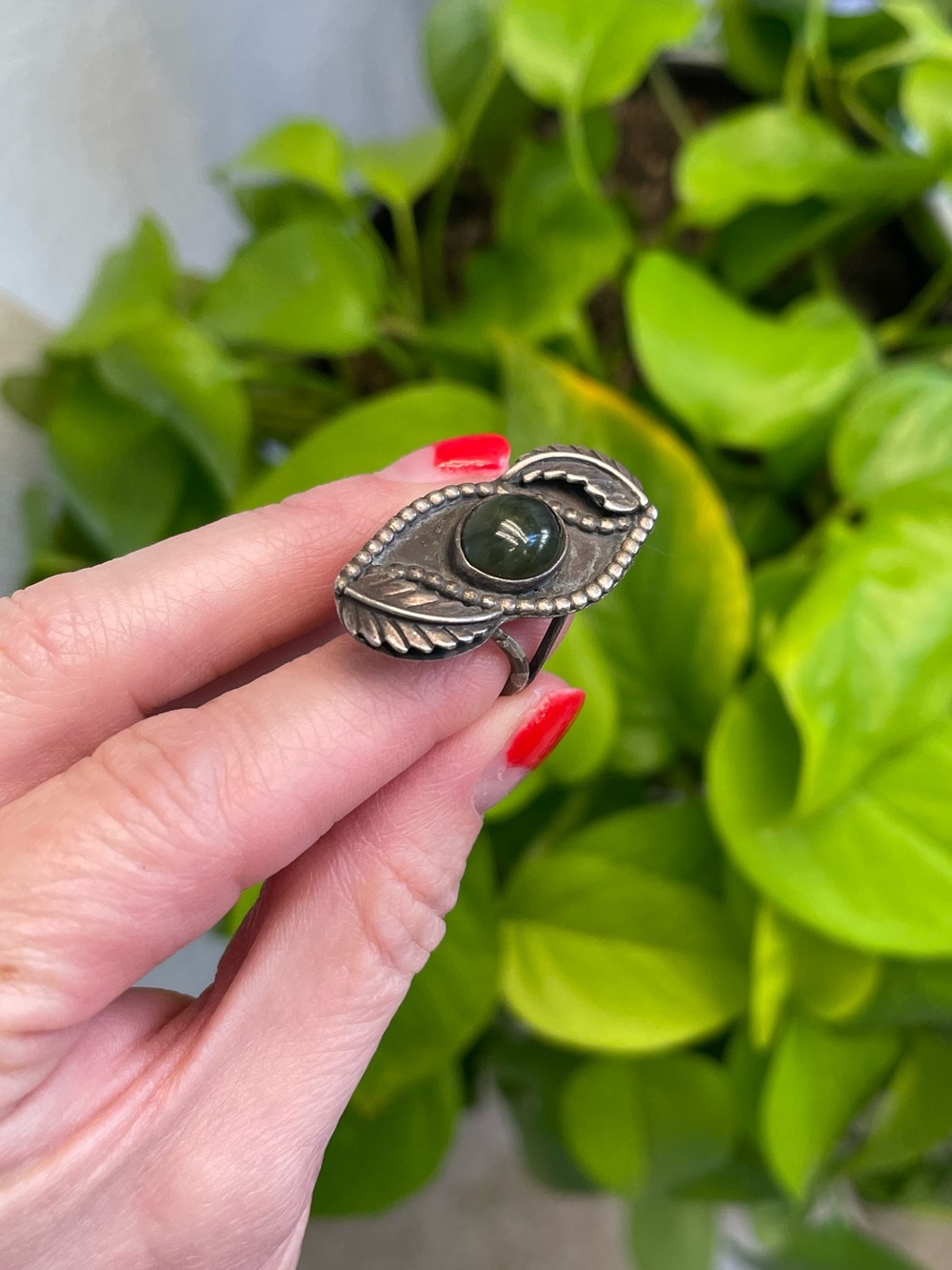 Large Vintage Estate Native Handmade Sterling Silver Statement Ring - Size 6.5
